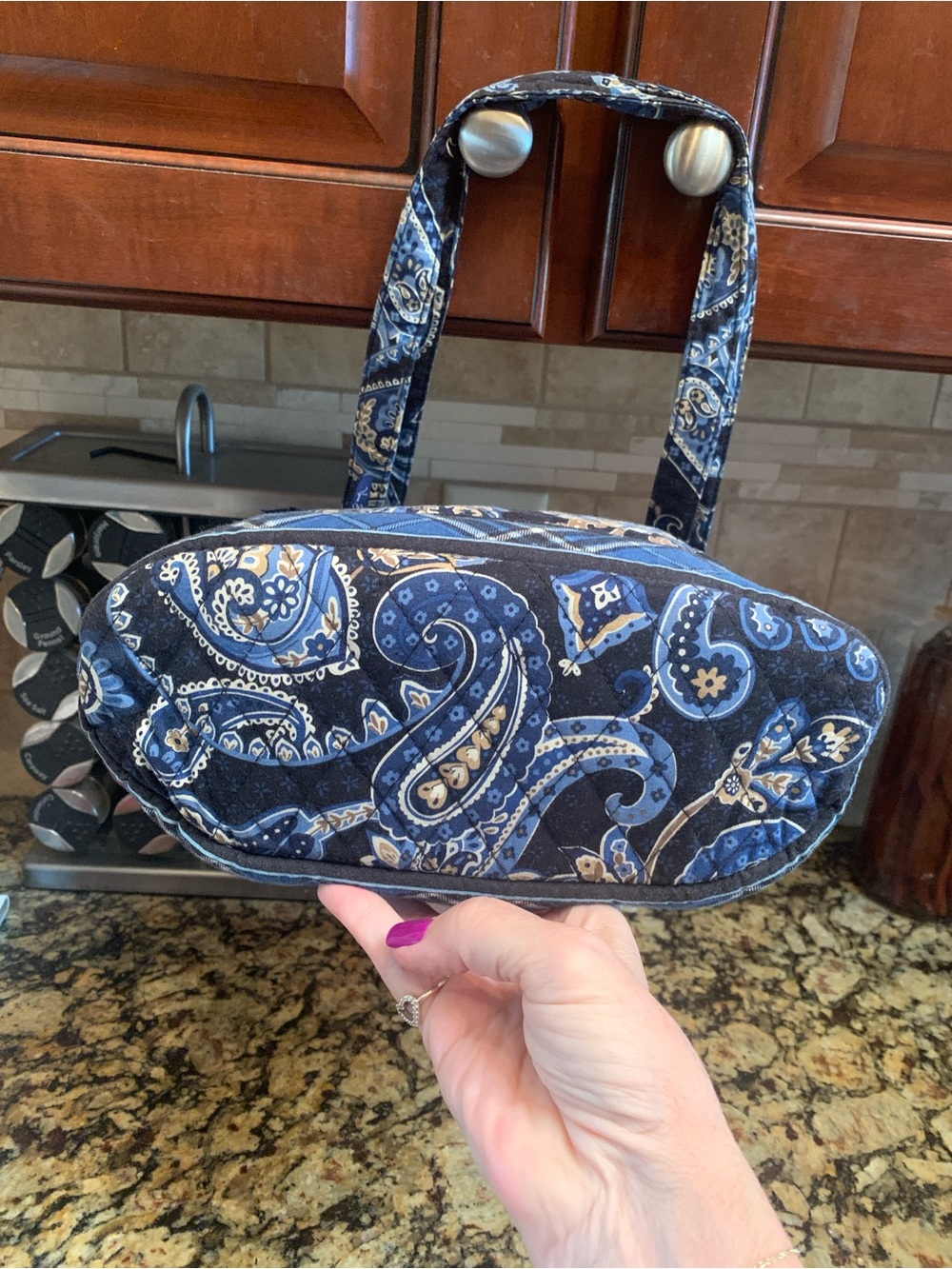 Vera Bradley Retired Windsor Navy Blue Paisley Quilted Tote - Picture 4 of 10